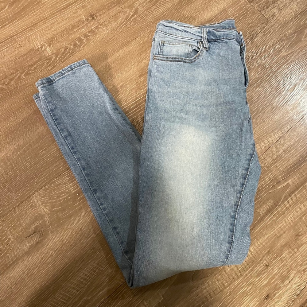 Fashion Nova Mens Blue Jeans Size 36 Light Wash Cotton Blend Slim Fit Denim